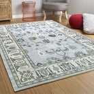 Corinne Pastel Blue Cream Modern Oushak Rug-Oushak Rug-famerugs-2'x3' ft 60x90cm-fame