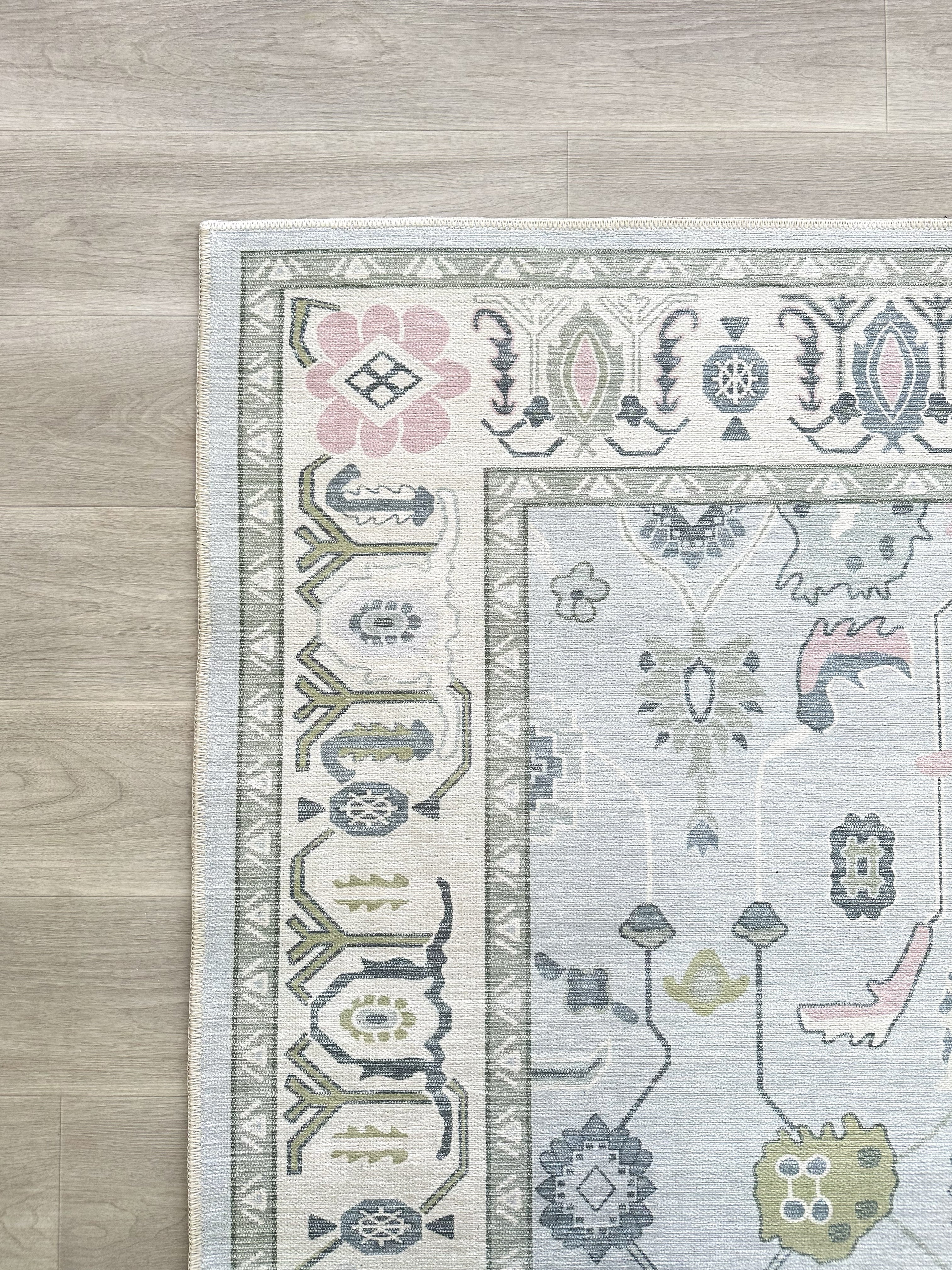 Corinne Pastel Blue Cream Modern Oushak Rug-Oushak Rug-famerugs-2'x3' ft 60x90cm-fame