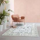 Corinne Pastel Blue Cream Modern Oushak Rug-Oushak Rug-famerugs-2'x3' ft 60x90cm-fame