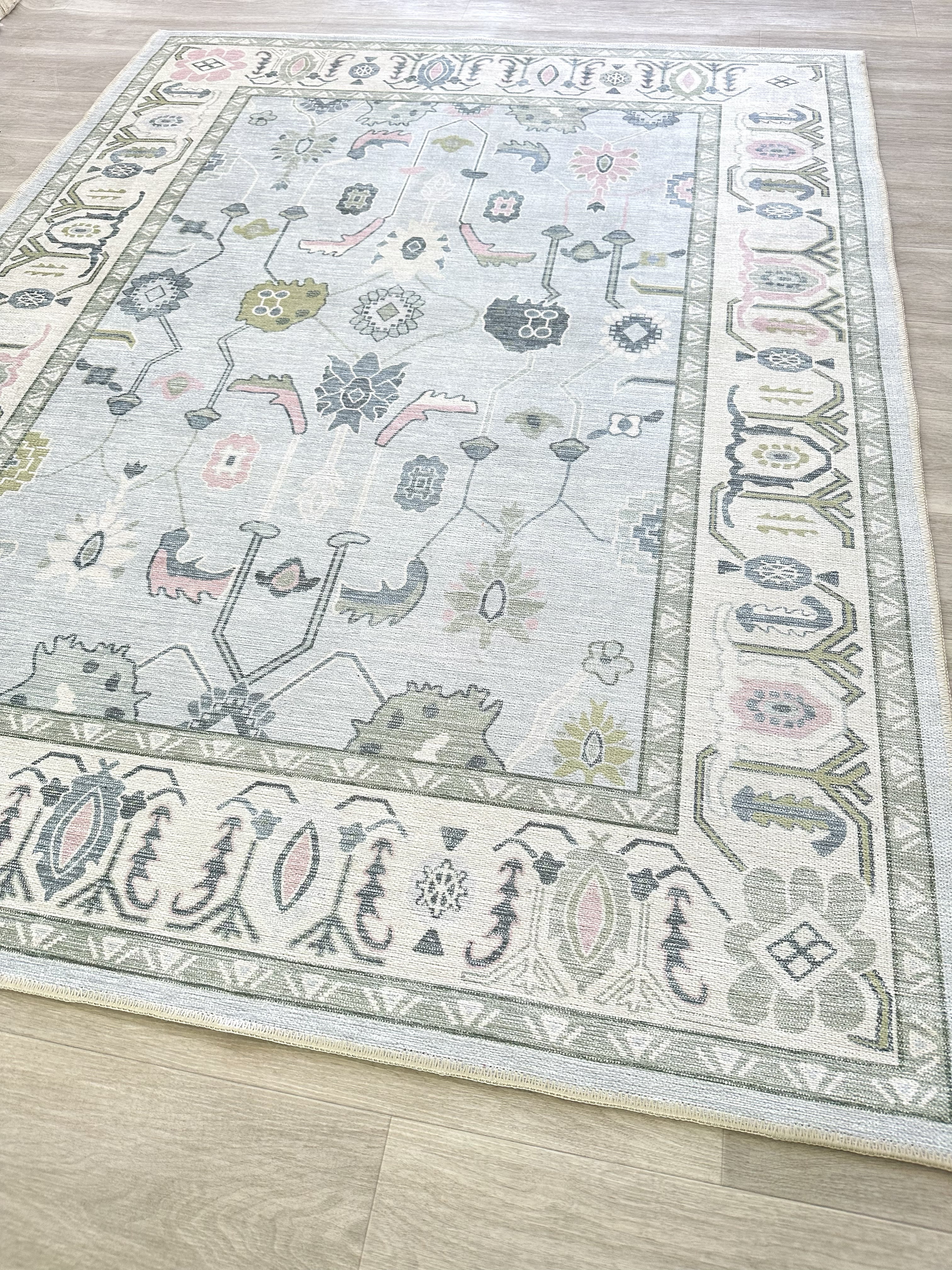 Corinne Pastel Blue Cream Modern Oushak Rug-Oushak Rug-famerugs-2'x3' ft 60x90cm-fame