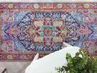 Dala RugVintage Pink Navy Blue Rug-Rugs-Fame Rugs-2'x3' ft 60x90 cm-fame