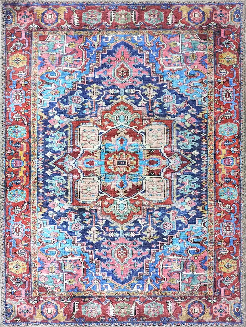 Dala RugVintage Pink Navy Blue Rug-Rugs-Fame Rugs-2'x3' ft 60x90 cm-fame