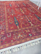 Damla Rug Turkish Ethnic Red Kilim Rug-Fame Rugs-2'x3'ft 60x90cm-without fringe-fame