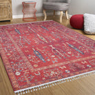 Damla Rug Turkish Ethnic Red Kilim Rug-Fame Rugs-2'x3'ft 60x90cm-without fringe-fame