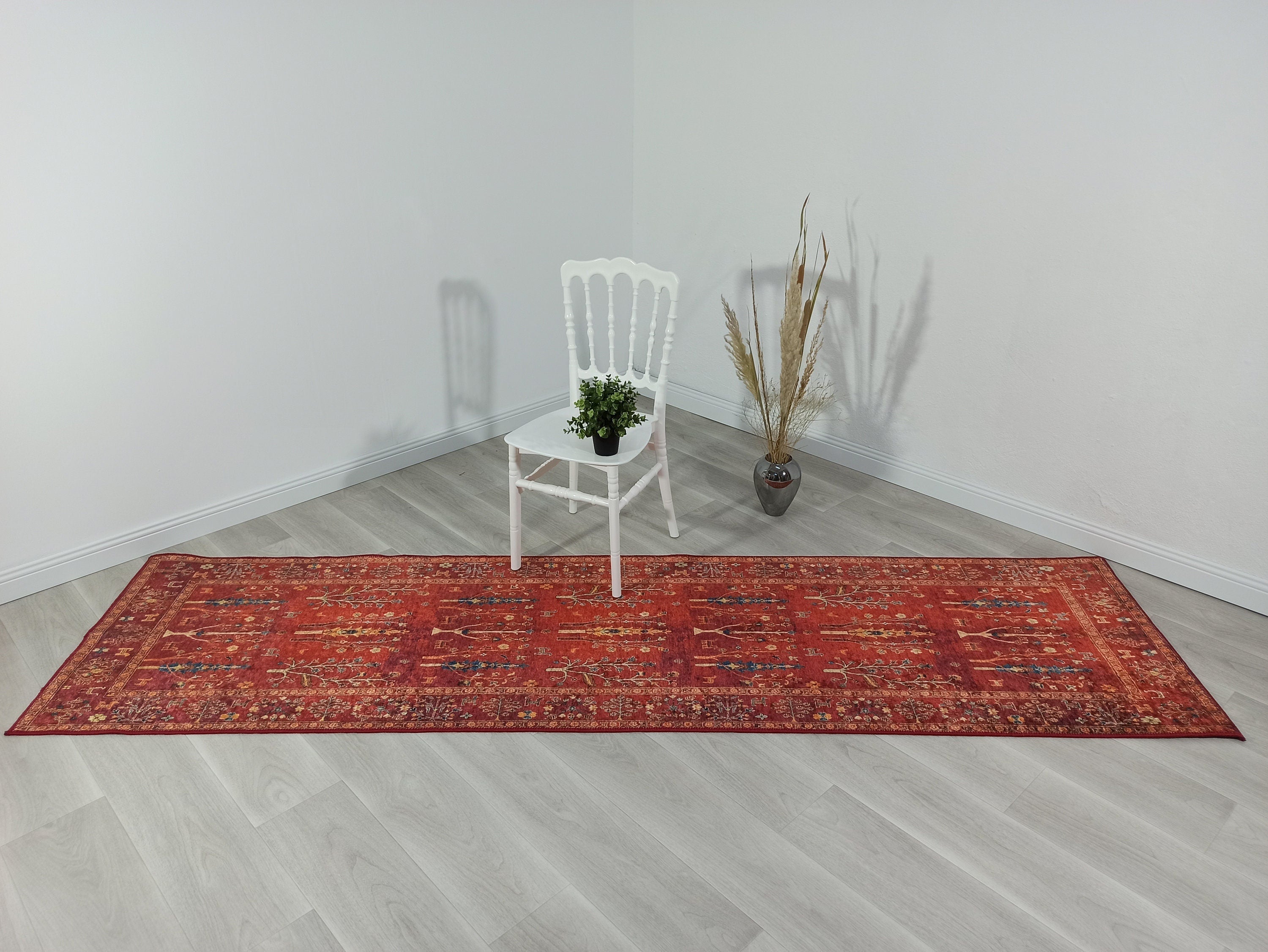 Damla Rug Turkish Ethnic Red Kilim Rug-Fame Rugs-2'x3'ft 60x90cm-without fringe-fame