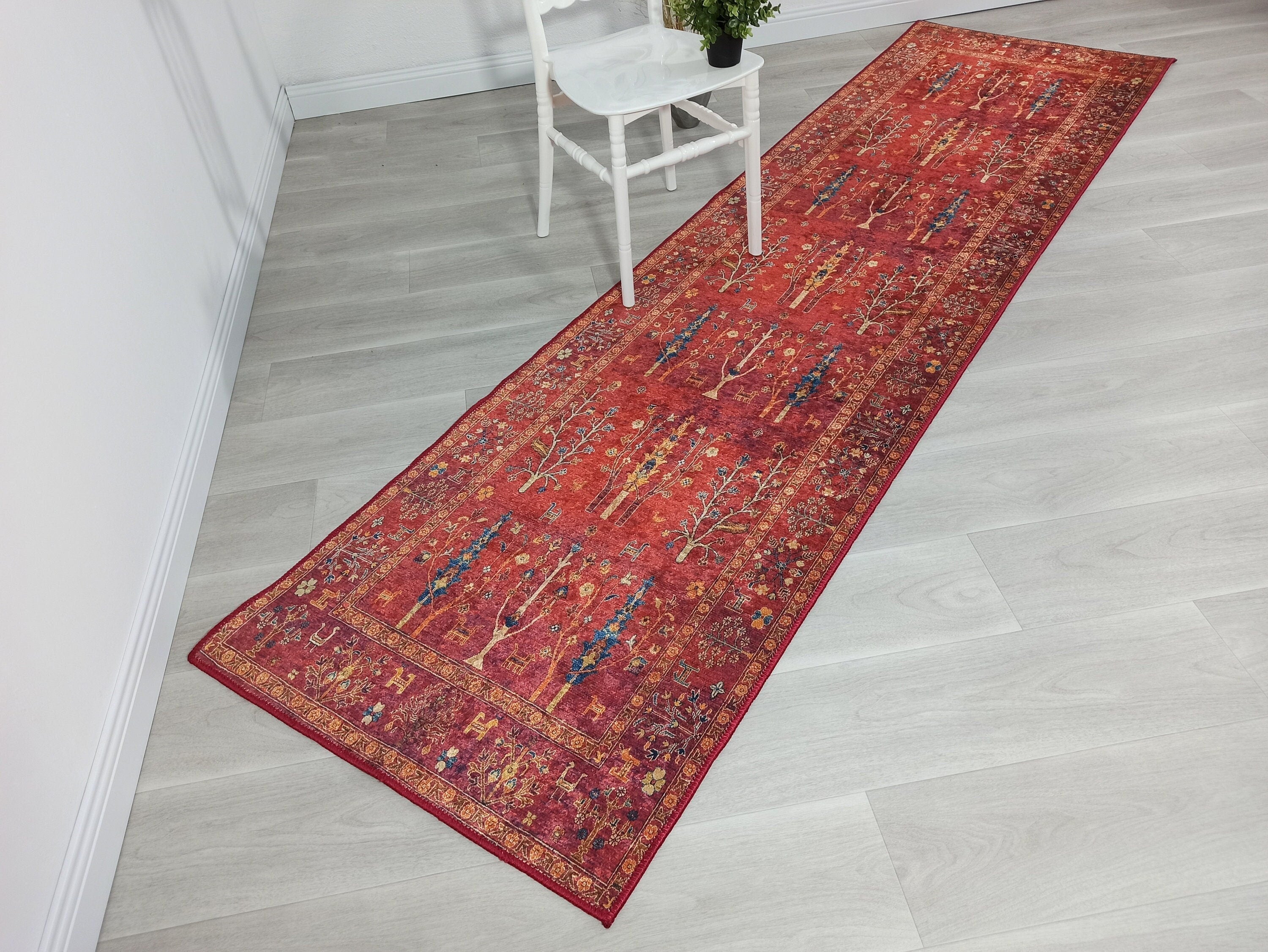 Damla Rug Turkish Ethnic Red Kilim Rug-Fame Rugs-2'x3'ft 60x90cm-without fringe-fame