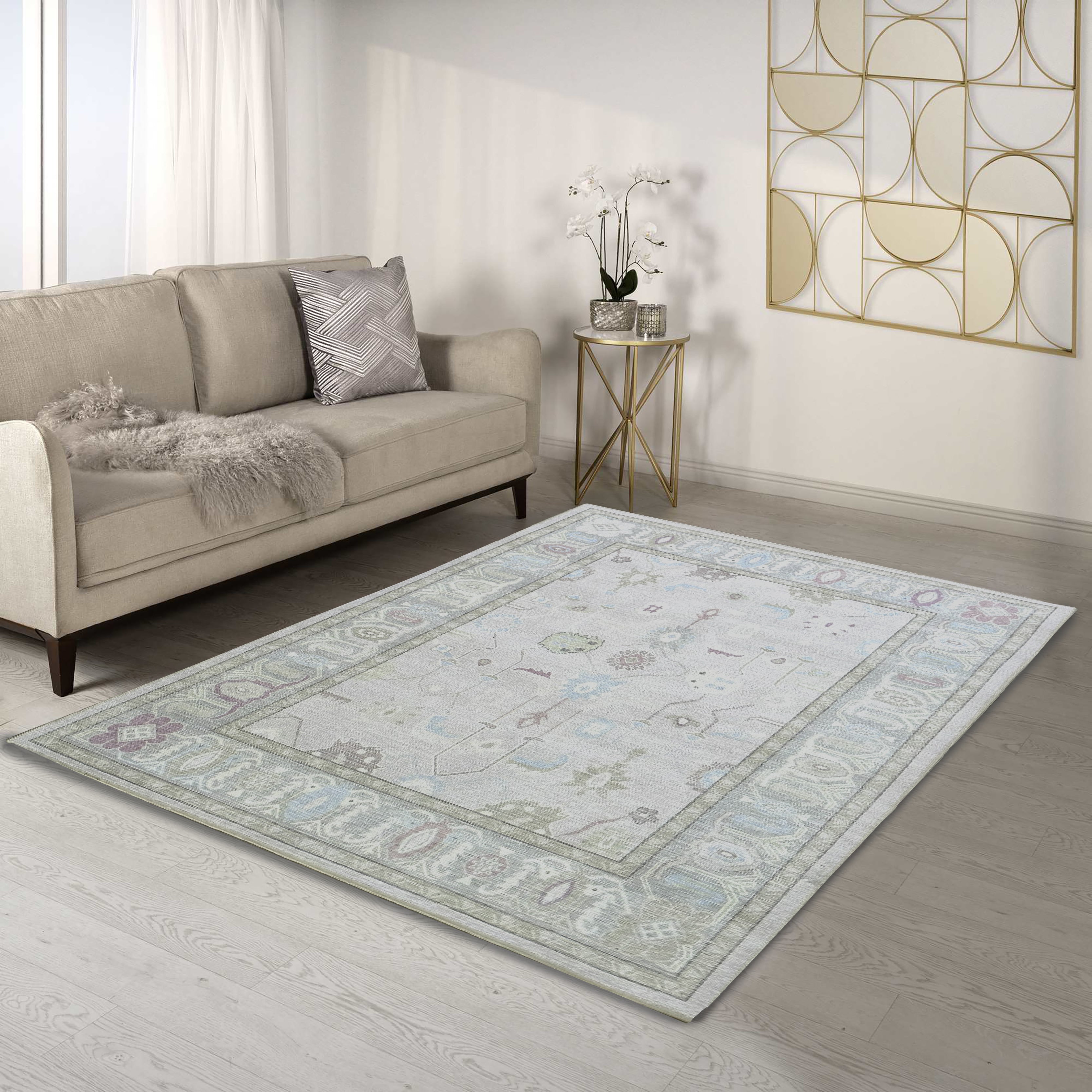 Daria Neutral Faded Pink Blush Oushak Rug-Area Rugs-famerugs-2'x3' ft 60x90cm-fame