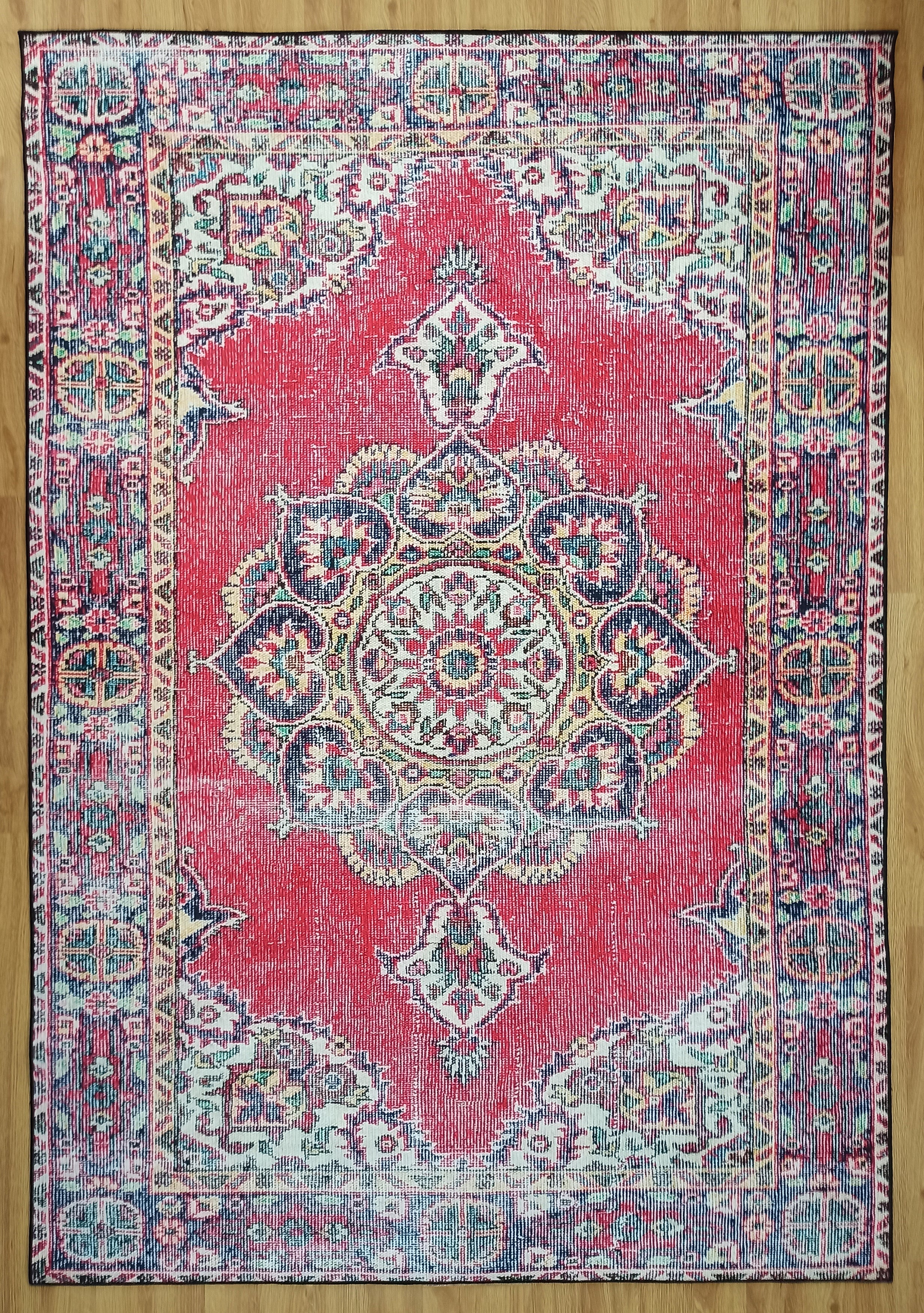 Darya Rug Turkish Red Vintage Area Rug-Rugs-Fame Rugs-2'x3' ft 60x90 cm-fame