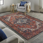 all groups Diva Turkish Red Blue Gray Rug-Rugs-Fame Rugs-Burnt Brick-2'x3' ft 60x90 cm-fame