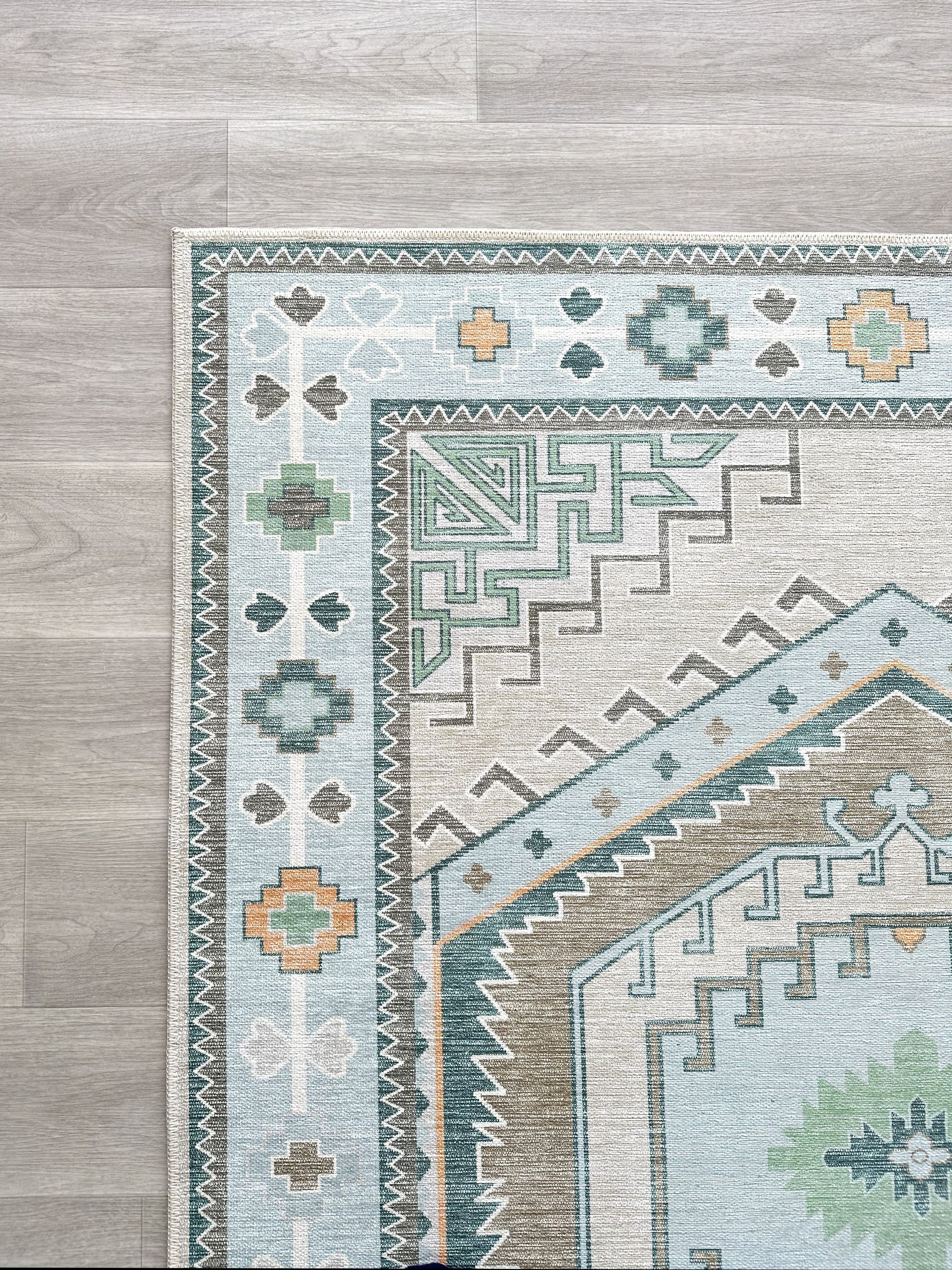 Elea Aesthetic Green Oushak Rug-Area Rugs-famerugs-2'x3' ft 60x90 cm-fame