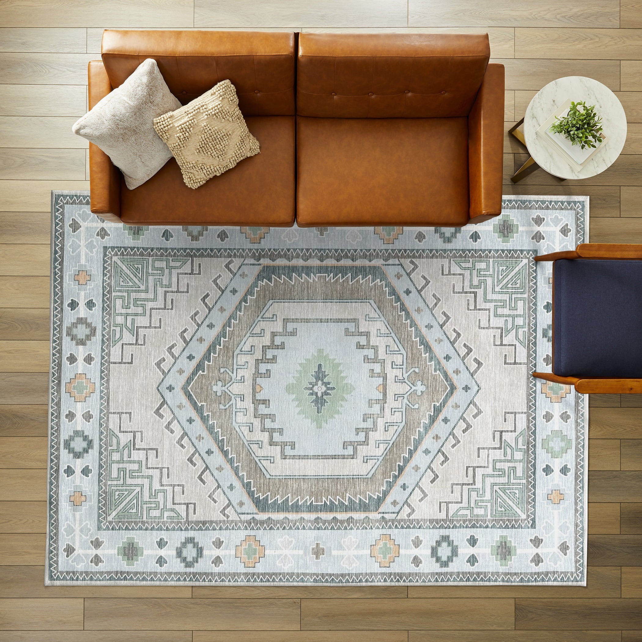 Elea Aesthetic Green Oushak Rug-Area Rugs-famerugs-2'x3' ft 60x90 cm-fame