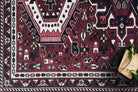 Elodie Red Burgundy Heriz Persian Rug-Area Rugs-famerugs-2'x3' ft 60x90 cm-fame