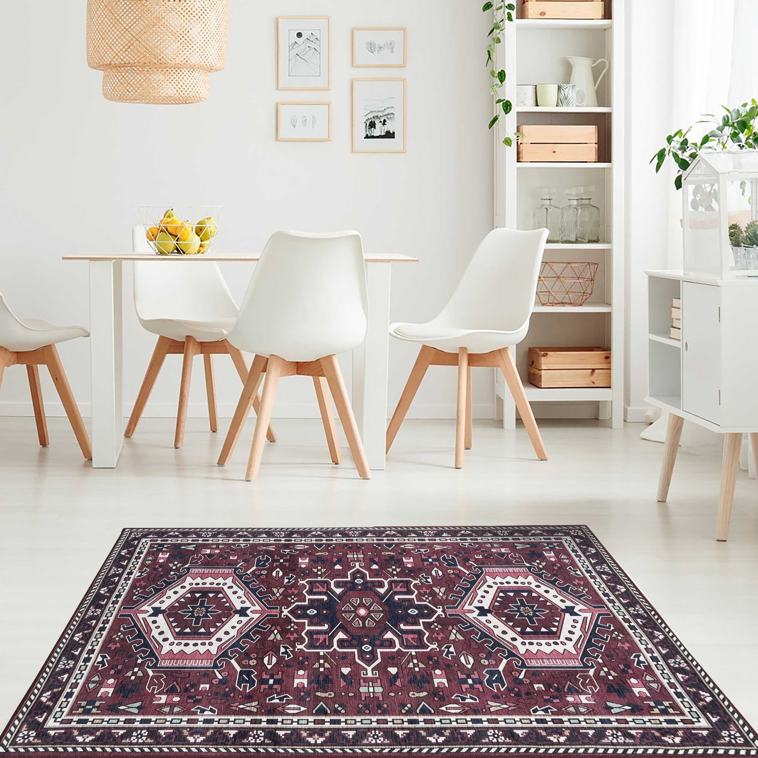 Elodie Red Burgundy Heriz Persian Rug-Area Rugs-famerugs-2'x3' ft 60x90 cm-fame