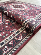 Elodie Red Burgundy Heriz Persian Rug-Area Rugs-famerugs-2'x3' ft 60x90 cm-fame