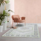 Eloise Faded Pastel Green Modern Oushak Rug-Area Rugs-famerugs-2'x3' ft 60x90cm-fame