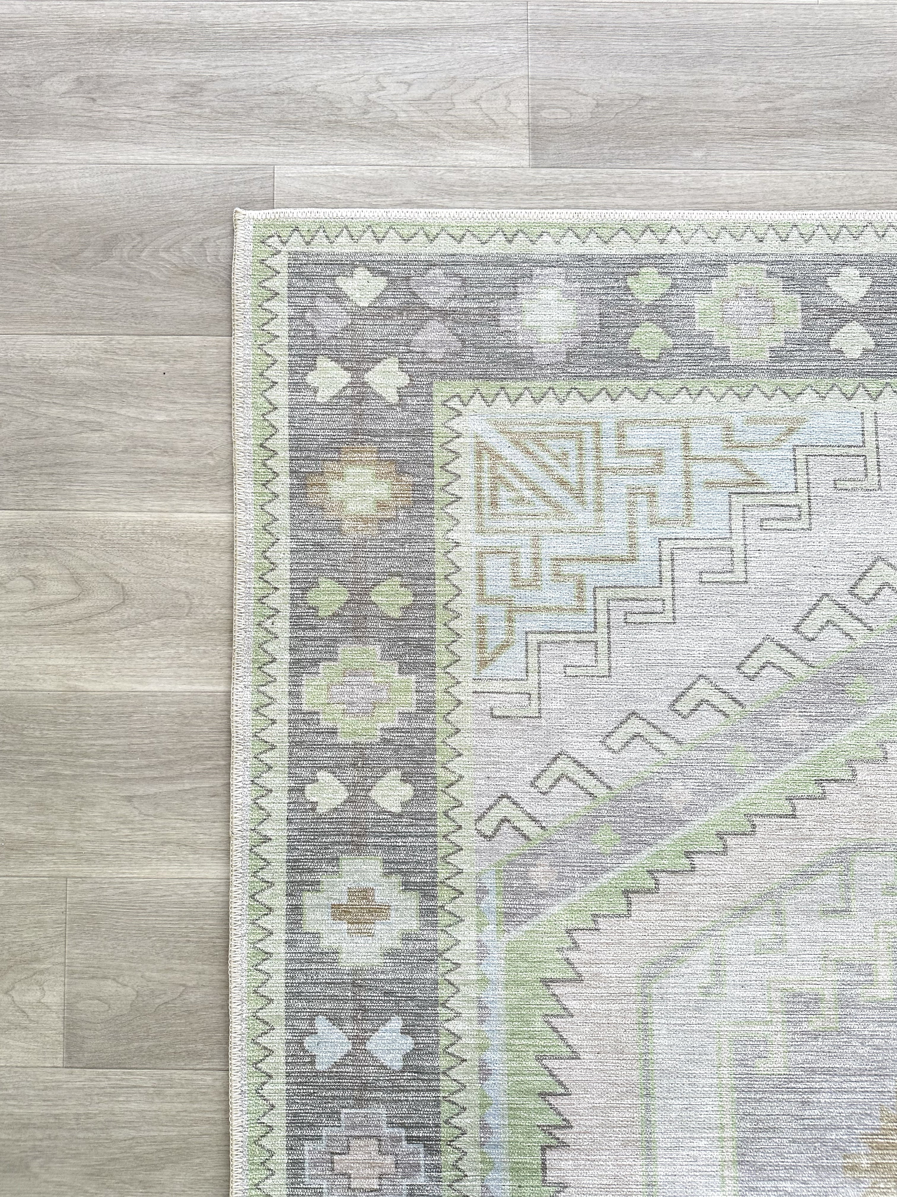 Eloise Faded Pastel Green Modern Oushak Rug-Area Rugs-famerugs-2'x3' ft 60x90cm-fame