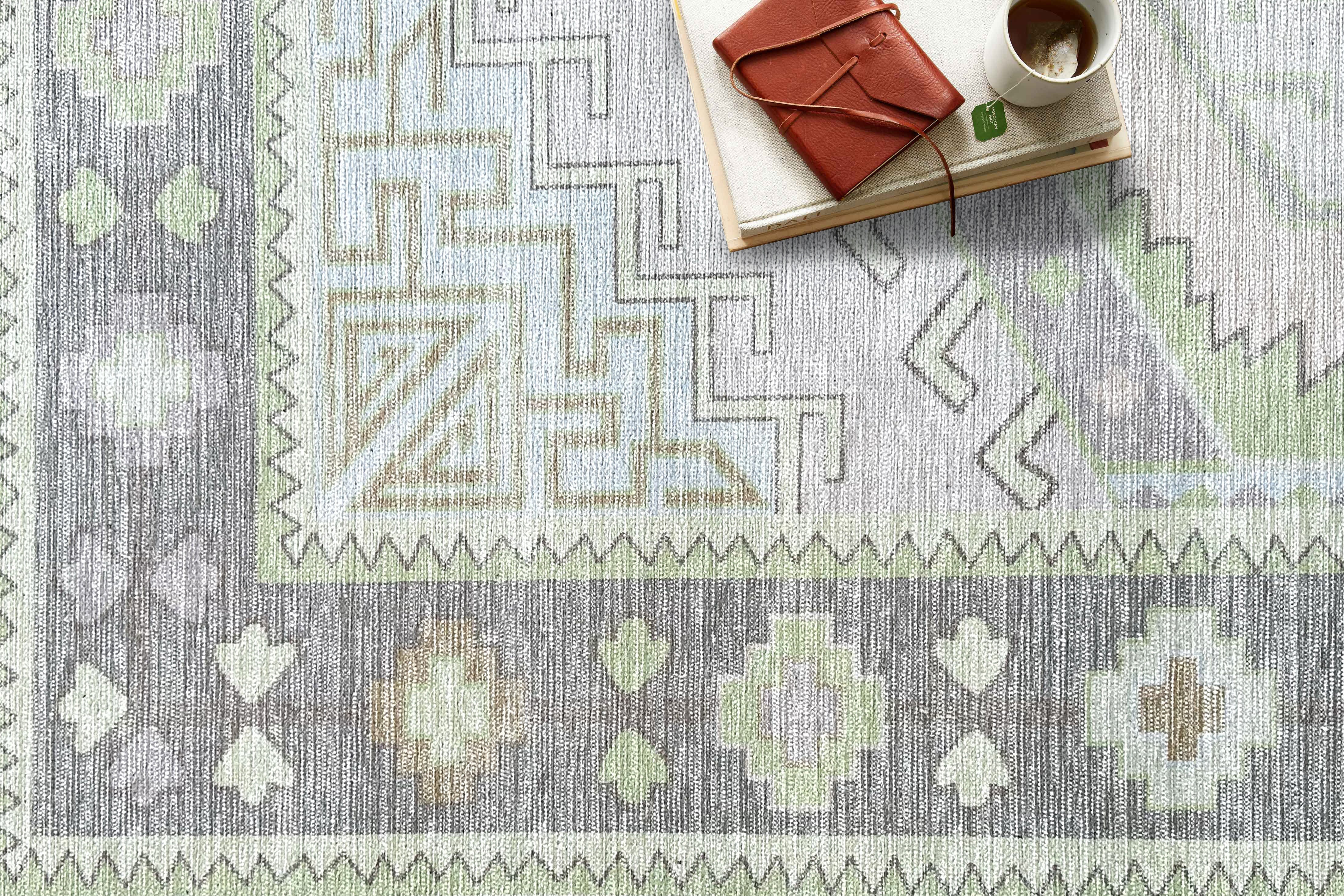 Eloise Faded Pastel Green Modern Oushak Rug-Area Rugs-famerugs-2'x3' ft 60x90cm-fame