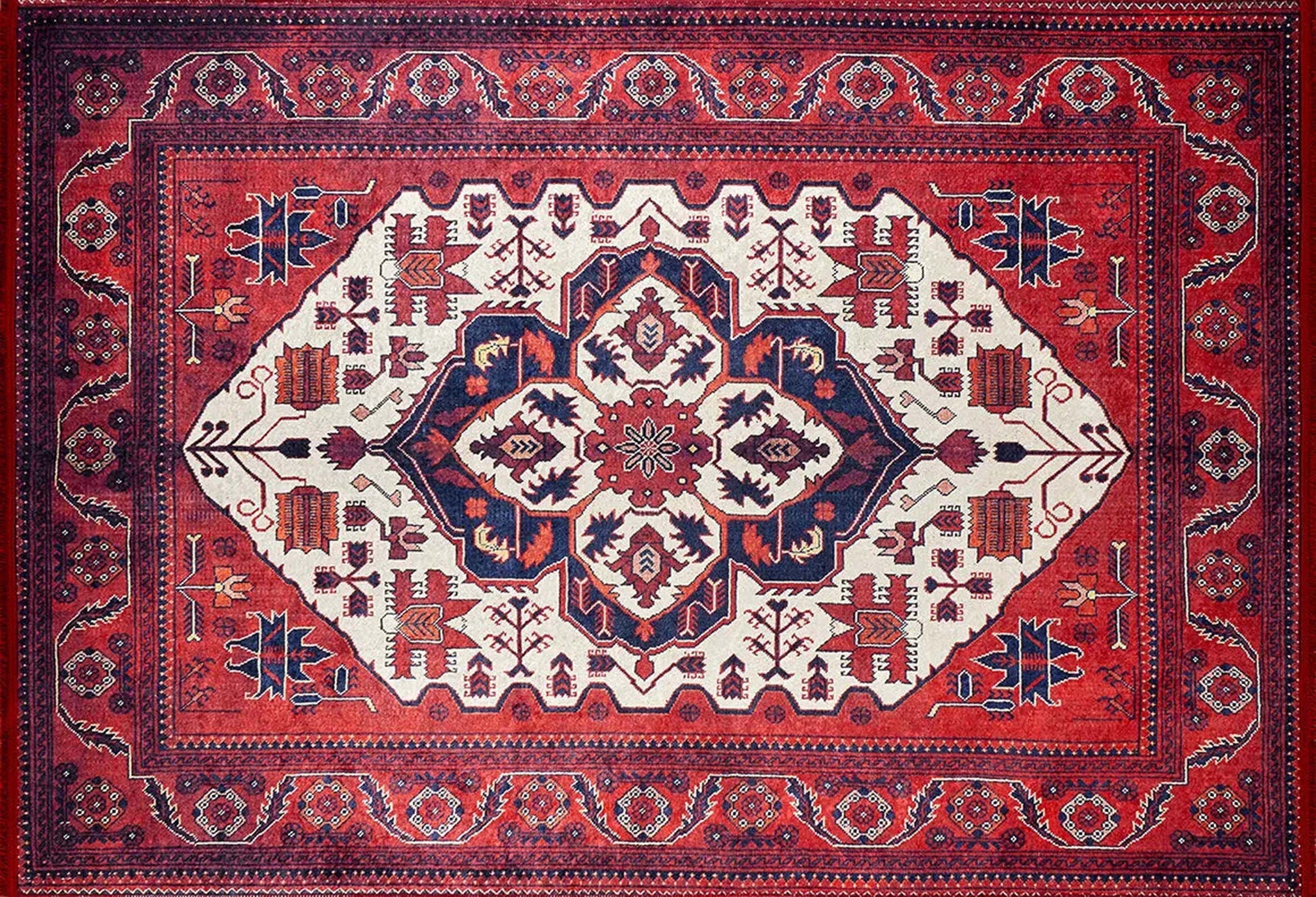 Eyma Rug Vintage Red Bokhara Rug-Rugs-Fame Rugs-2'x3'ft 60x90cm-fame