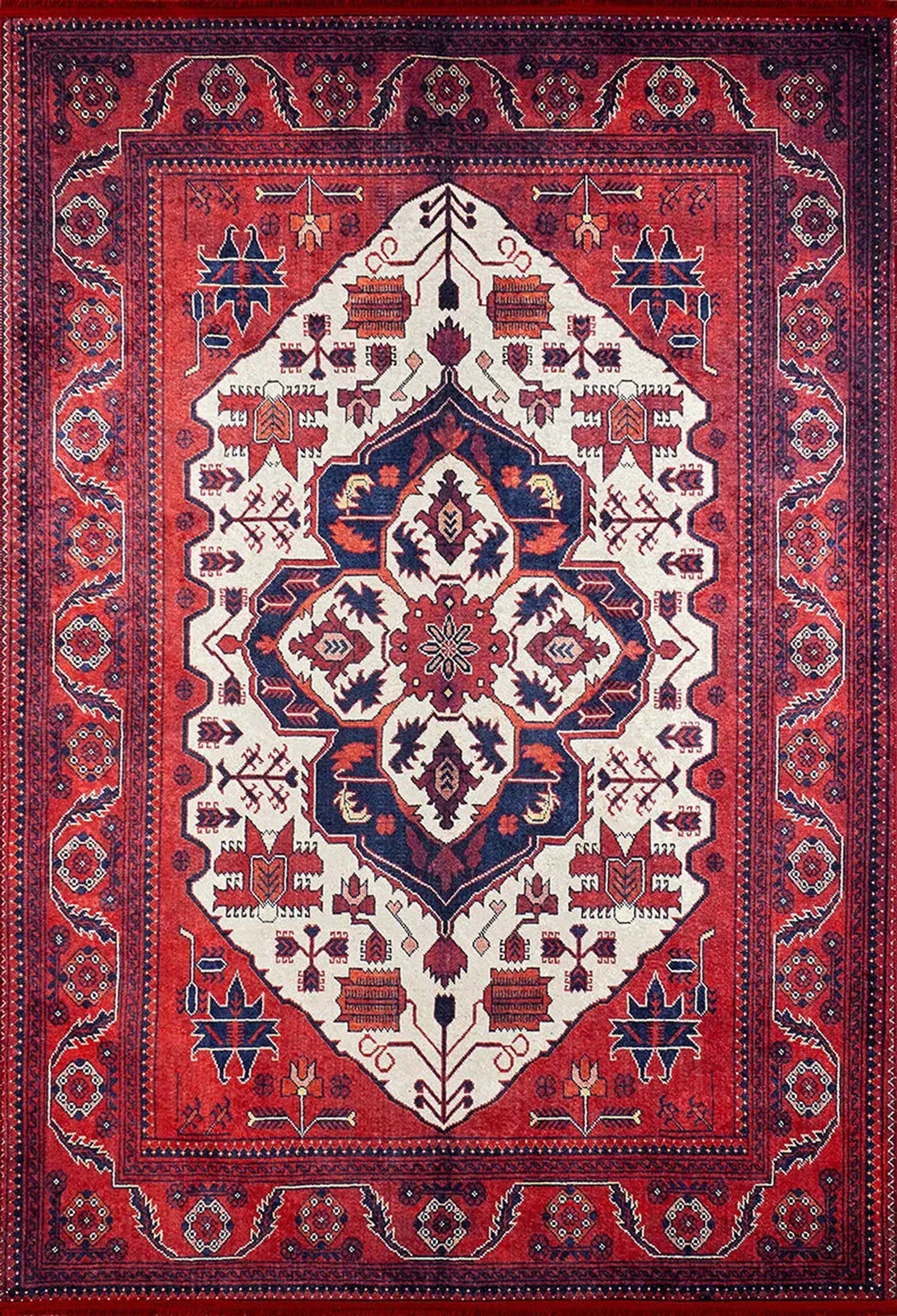 Eyma Rug Vintage Red Bokhara Rug-Rugs-Fame Rugs-2'x3'ft 60x90cm-fame