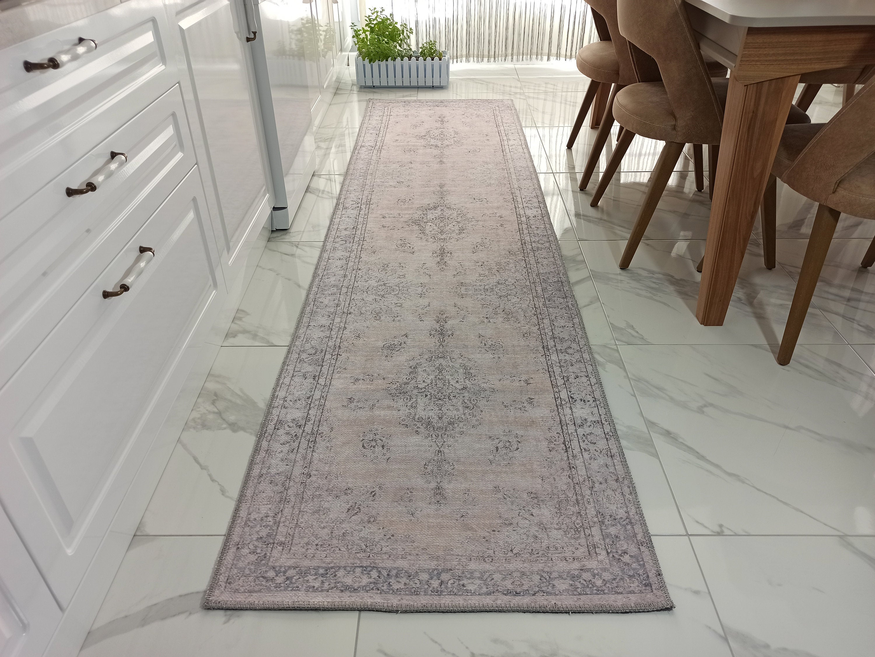 Fara Runner Turkish Neutral Faded Pinkish Beige Runner-Rugs-Fame Rugs-2'x3' ft 60x90 cm-fame