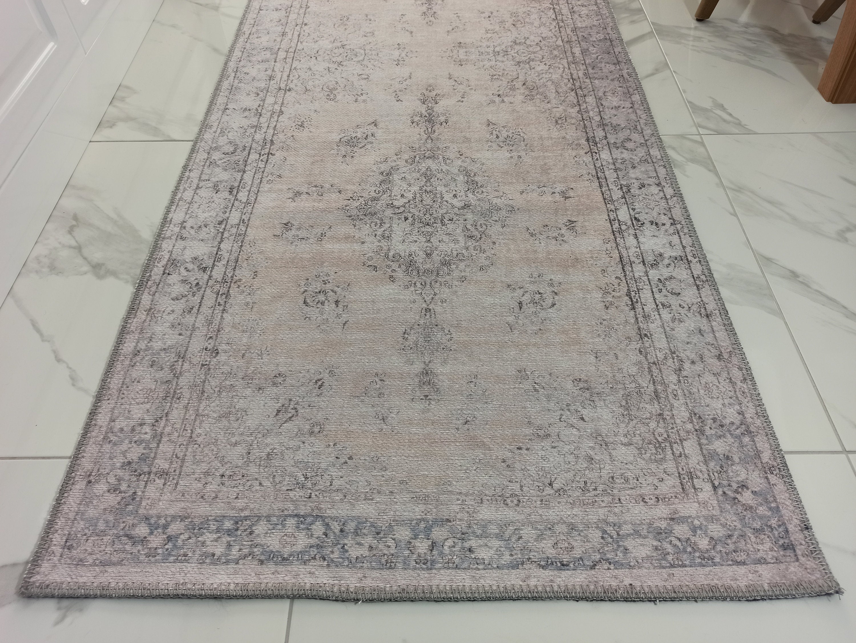 Fara Runner Turkish Neutral Faded Pinkish Beige Runner-Rugs-Fame Rugs-2'x3' ft 60x90 cm-fame