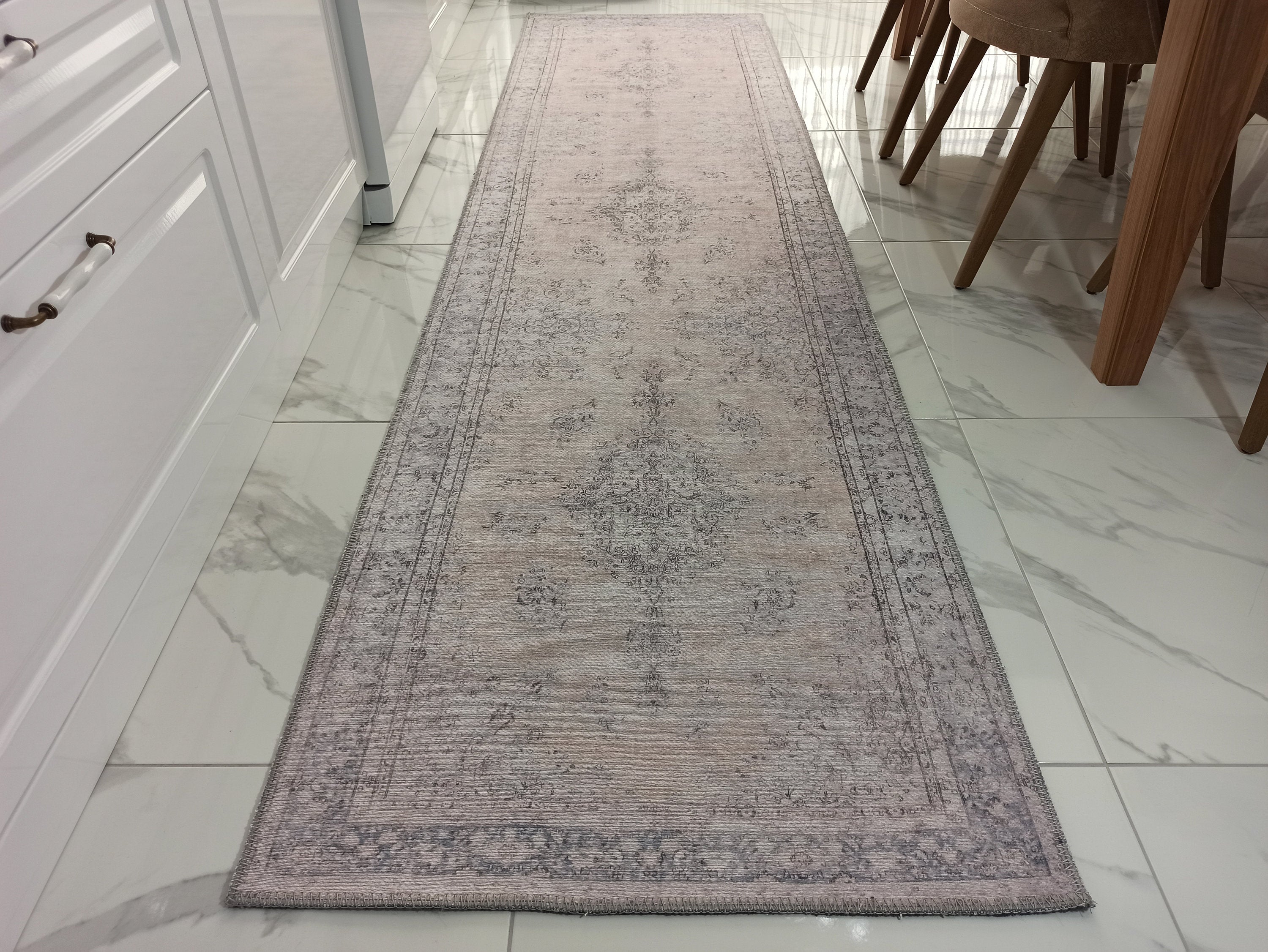 Fara Runner Turkish Neutral Faded Pinkish Beige Runner-Rugs-Fame Rugs-2'x3' ft 60x90 cm-fame