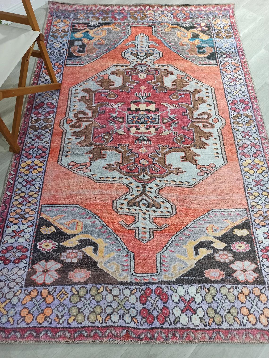 Farda Rug Turkish Blush Coral Pink Rug-Rugs-Fame Rugs-2'x3' ft 60x90 cm-fame