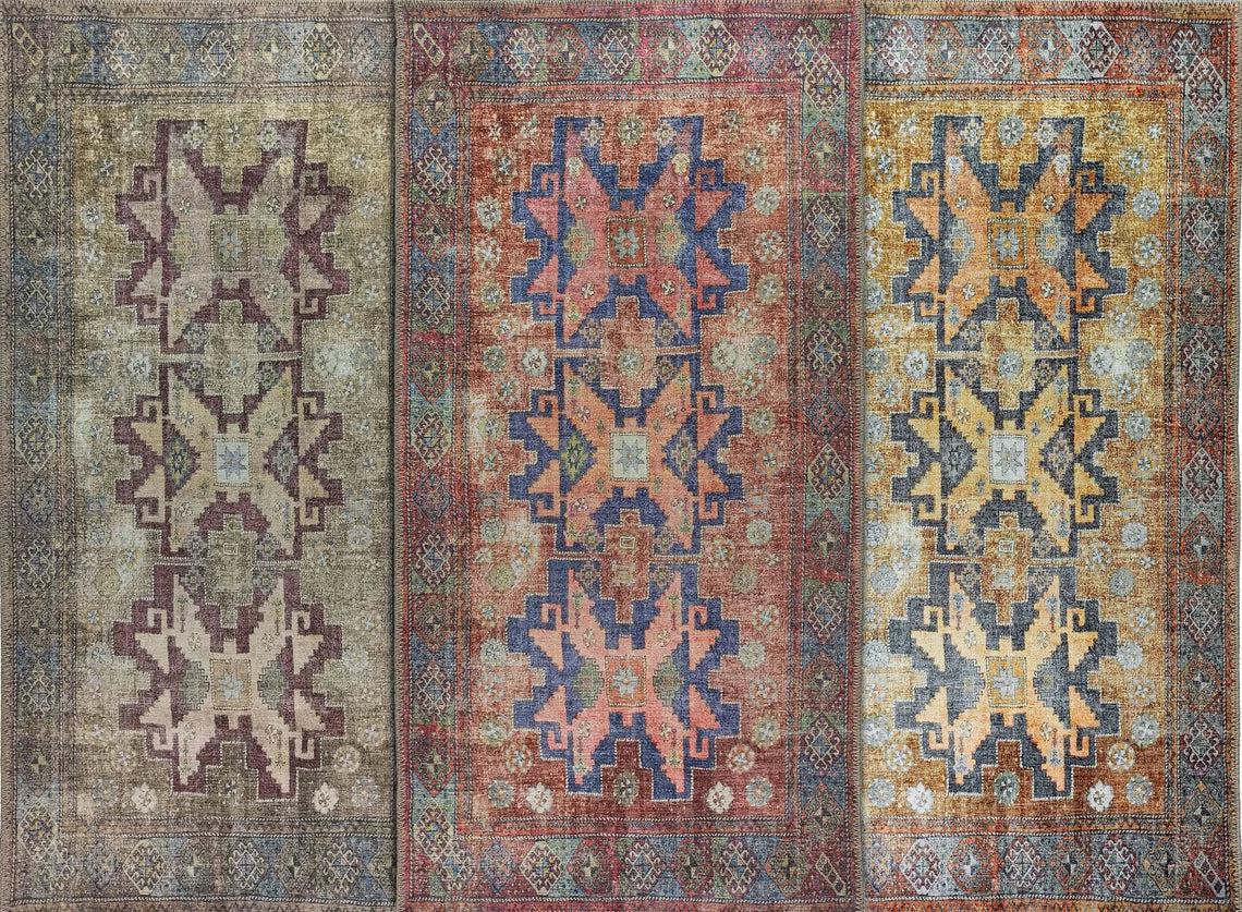 Fedra Turkish Beige Blue Red Rug-Rugs-Fame Rugs-Pink-2'x3' ft 60x90 cm-fame