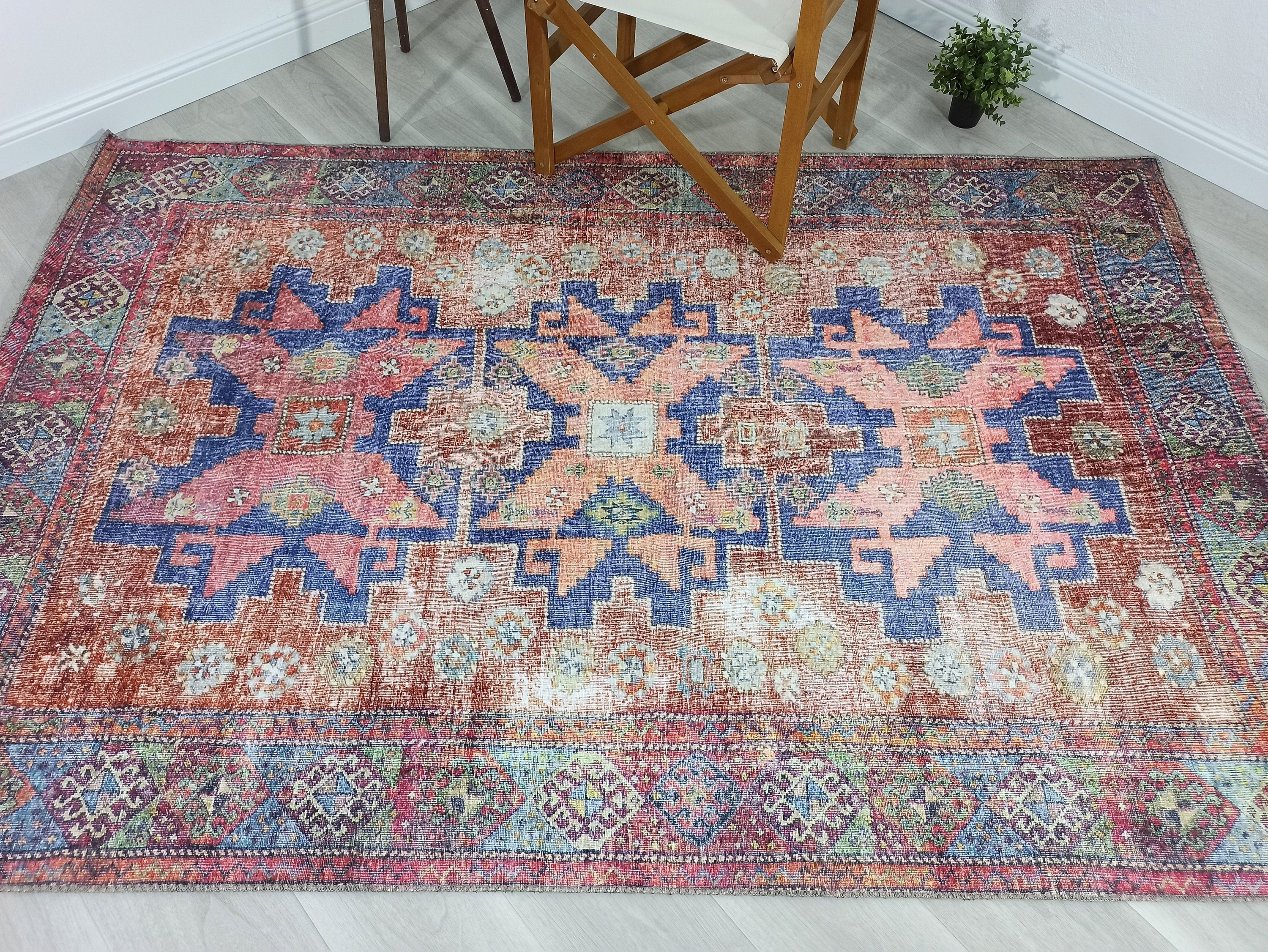 Fedra Turkish Beige Blue Red Rug-Rugs-Fame Rugs-Pink-2'x3' ft 60x90 cm-fame