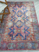 Fedra Turkish Beige Blue Red Rug-Rugs-Fame Rugs-Pink-2'x3' ft 60x90 cm-fame