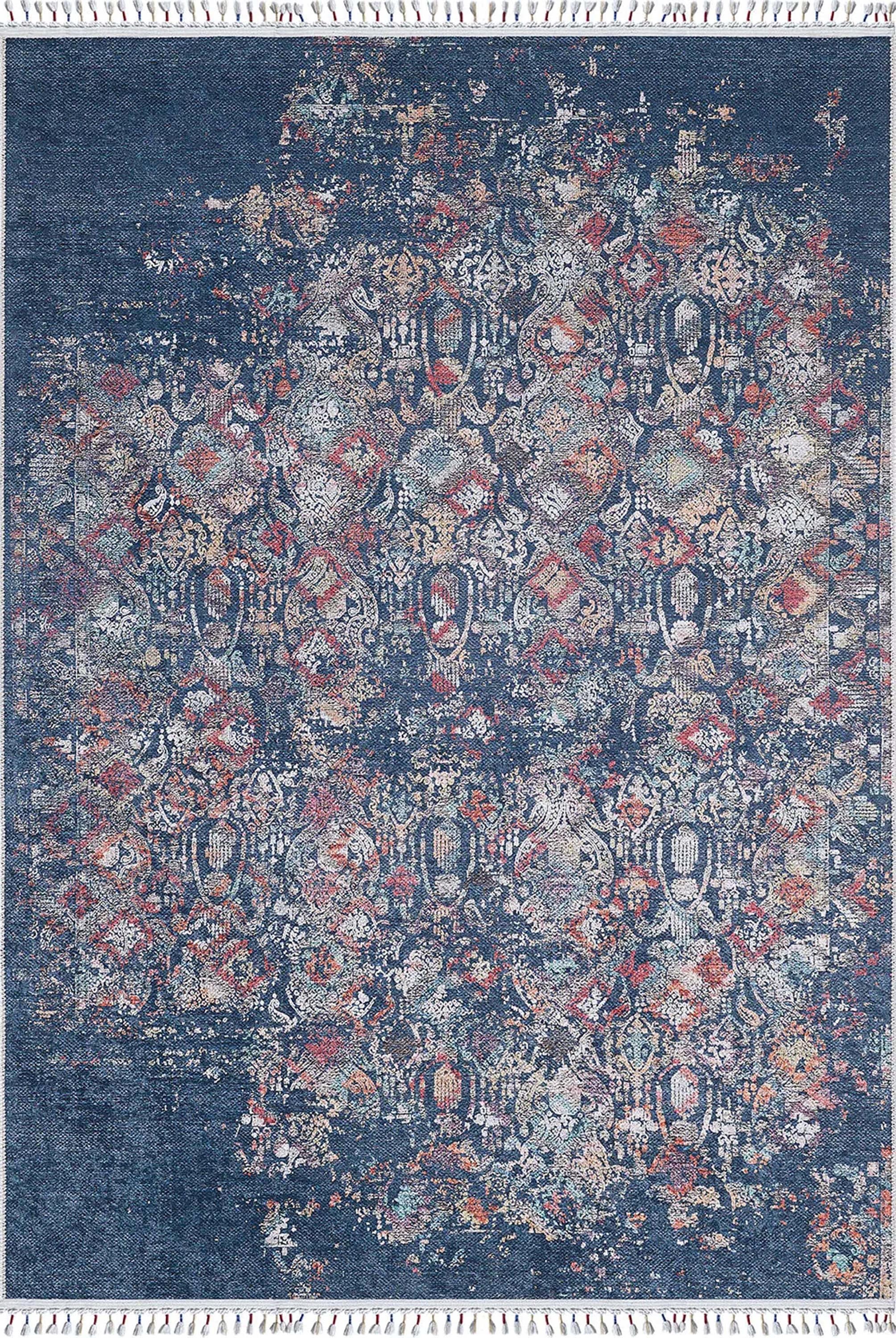 Fiona Floral Turkish Teal Blue Rug-Fame Rugs-2'x3'ft 60x90cm-fame