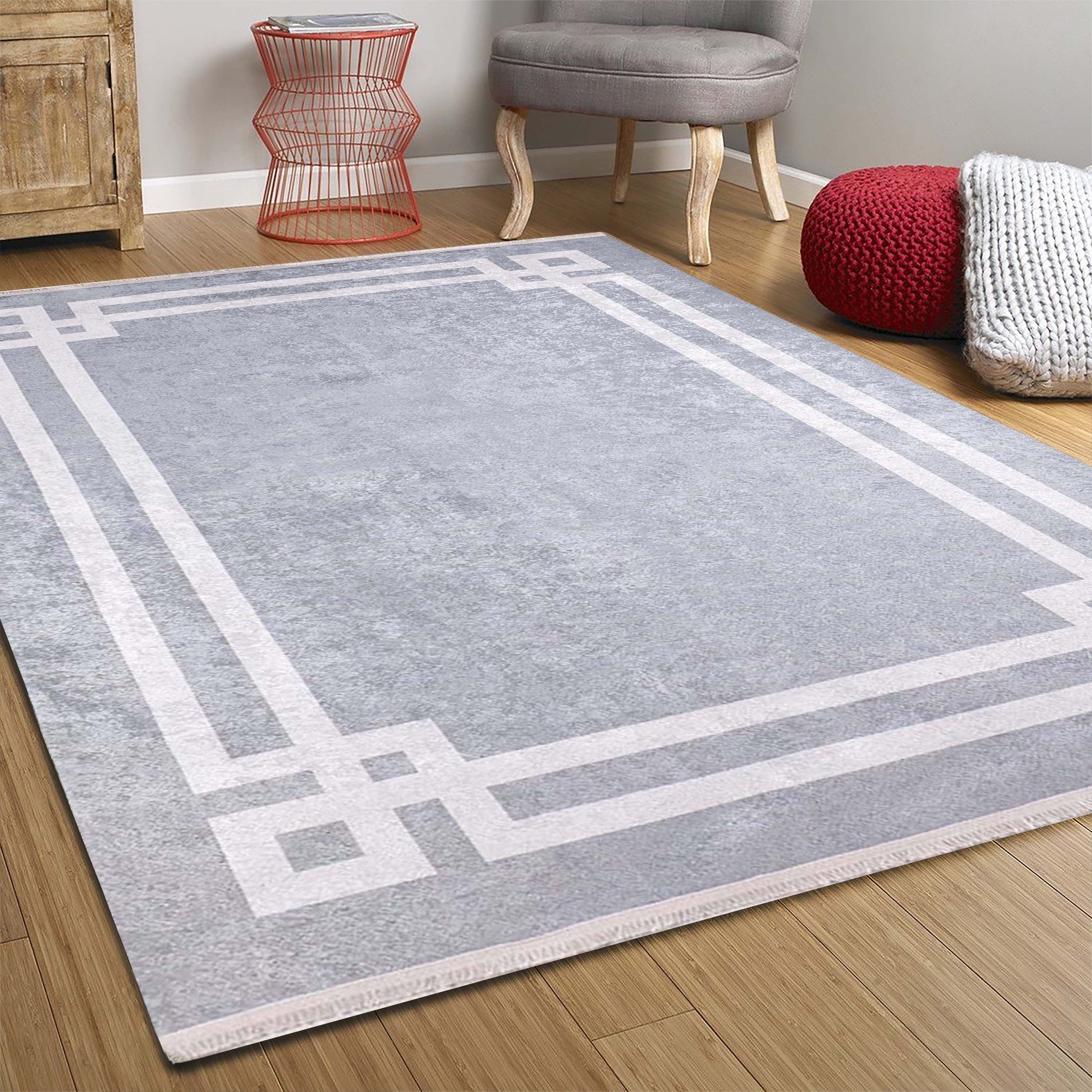 Geta Geometric Gray Rug-Fame Rugs-2'x3'ft 60x90cm-fame