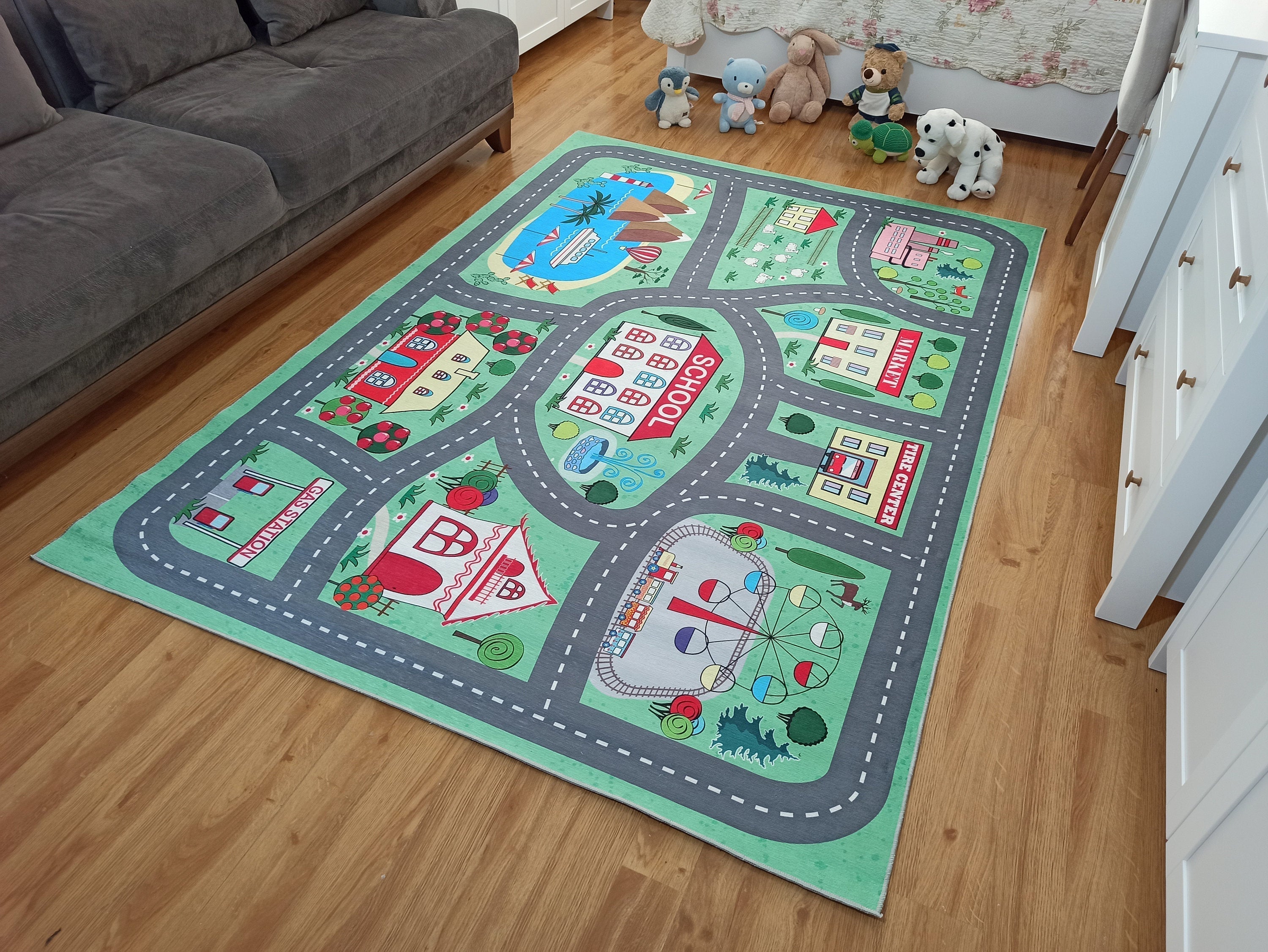 Green Road Rug Play Mat-Rugs-Fame Rugs-2'6"x4'9" 80x150cm-fame