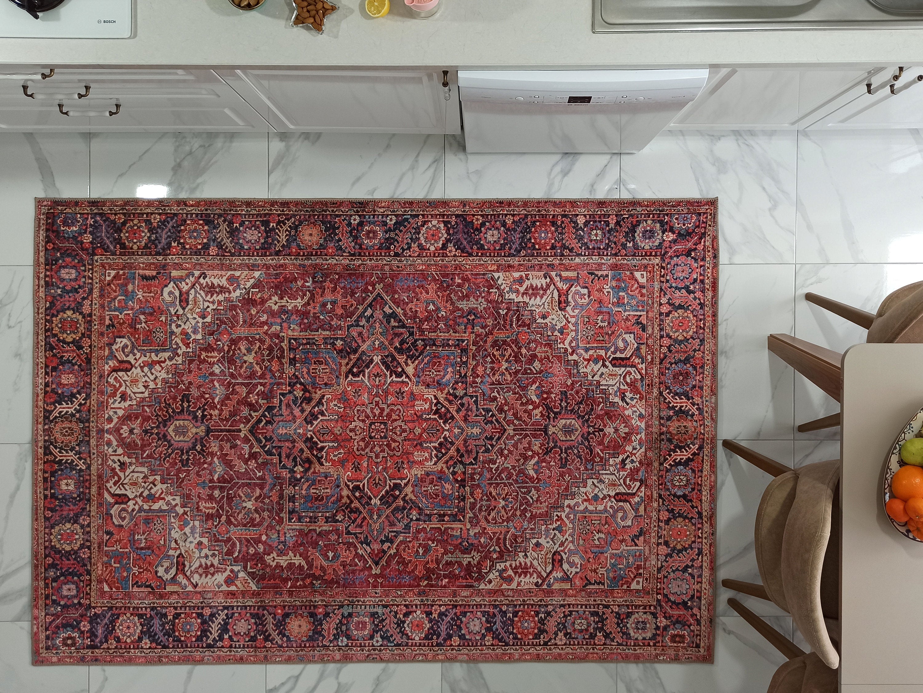 Hana Rug Persian Central Medallion Burgundy Claret Red Pink Rug-Rugs-Fame Rugs-2'x3' ft 60x90 cm-fame