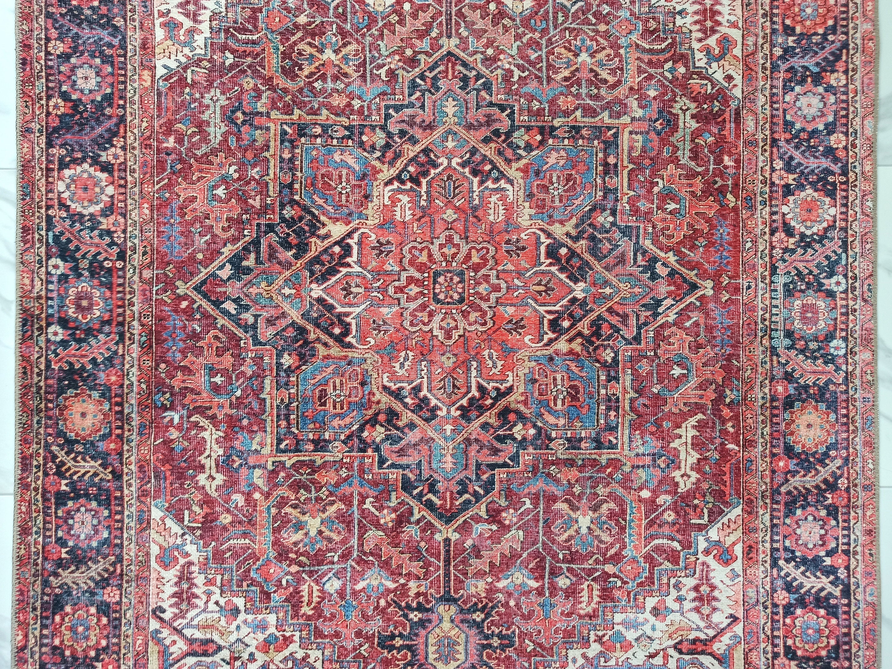 Hana Rug Persian Central Medallion Burgundy Claret Red Pink Rug-Rugs-Fame Rugs-2'x3' ft 60x90 cm-fame