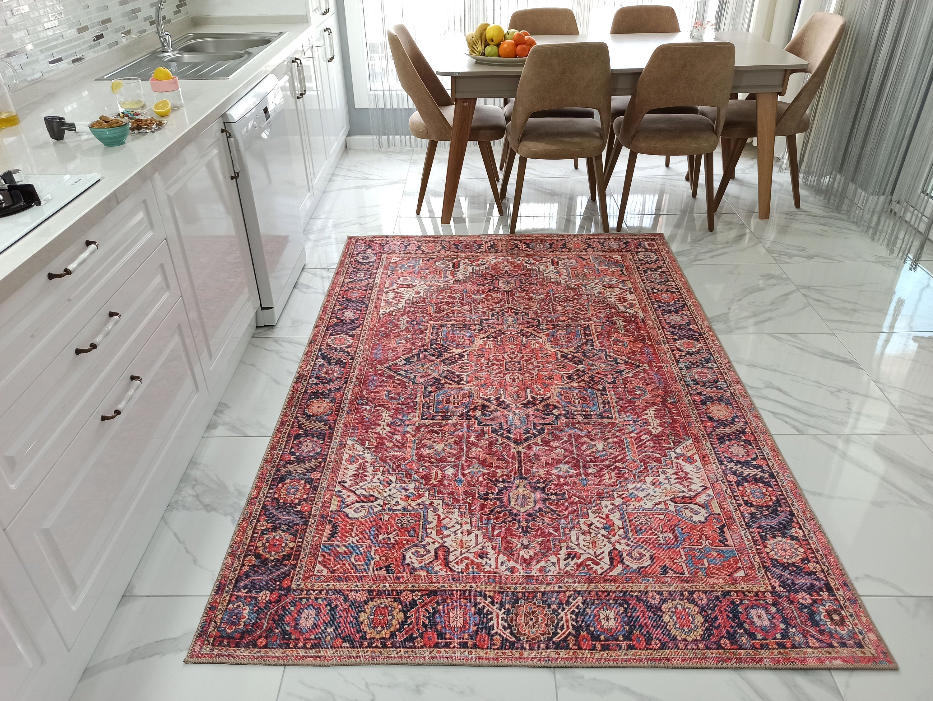 Hana Rug Persian Central Medallion Burgundy Claret Red Pink Rug-Rugs-Fame Rugs-2'x3' ft 60x90 cm-fame