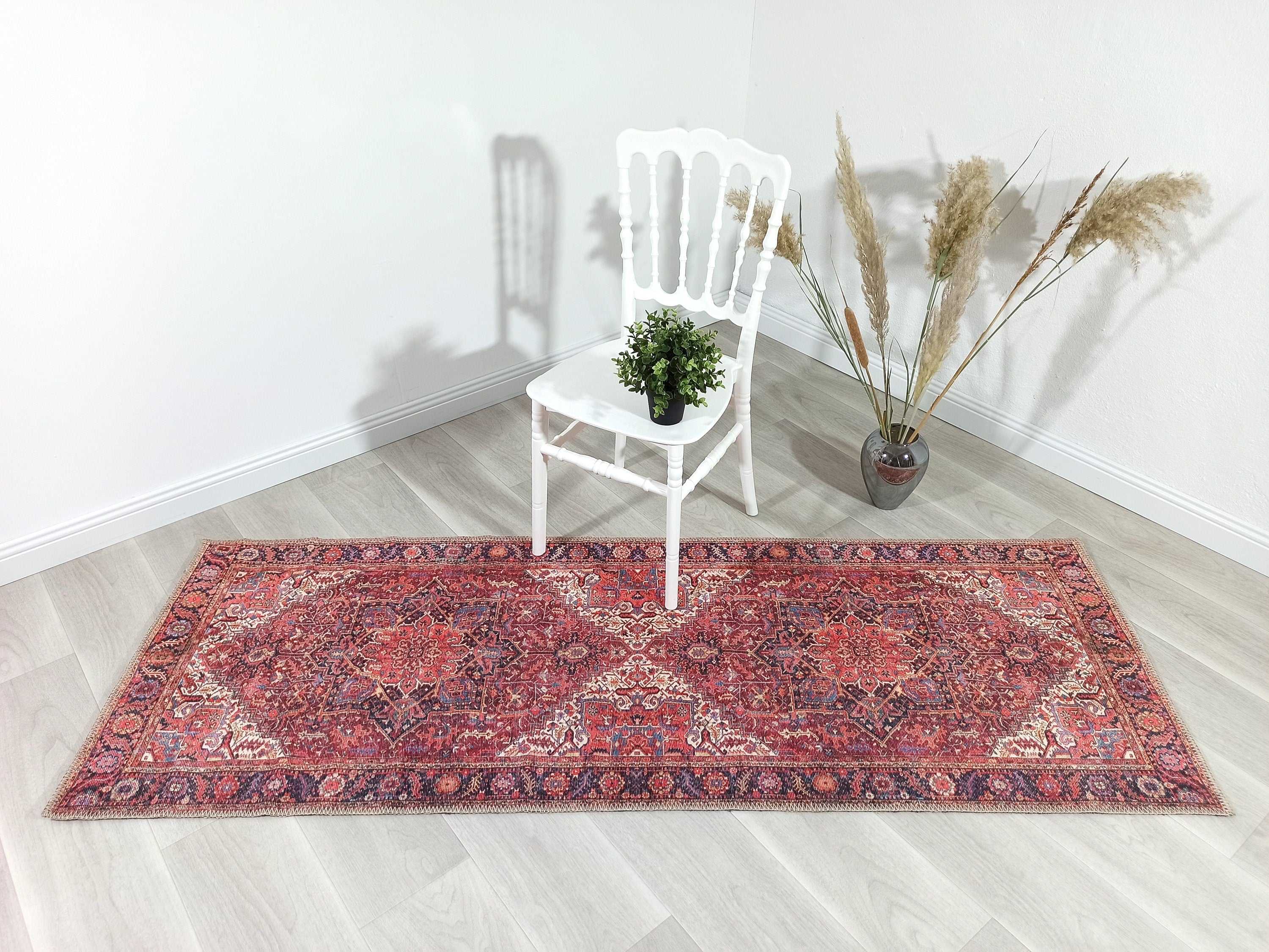 Hana Rug Persian Central Medallion Burgundy Claret Red Pink Rug-Rugs-Fame Rugs-2'x3' ft 60x90 cm-fame