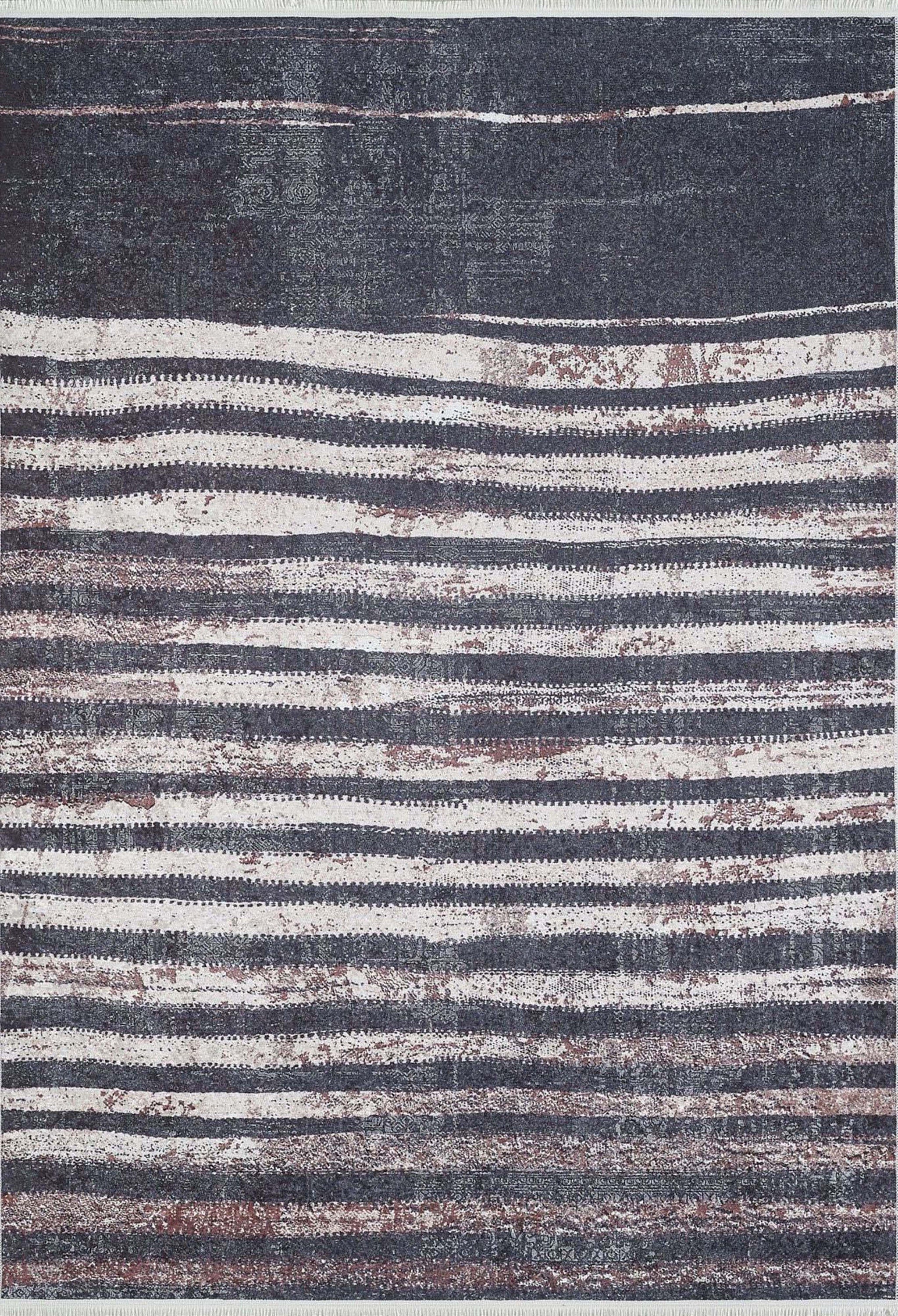 Hanan Turkish Distressed Faded Black Rug-Fame Rugs-2'x3'ft 60x90cm-fame