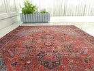 Handa Rug Oriental Light & Navy Blue & Red Rug-Rugs-Fame Rugs-2'x3' ft 60x90 cm-fame