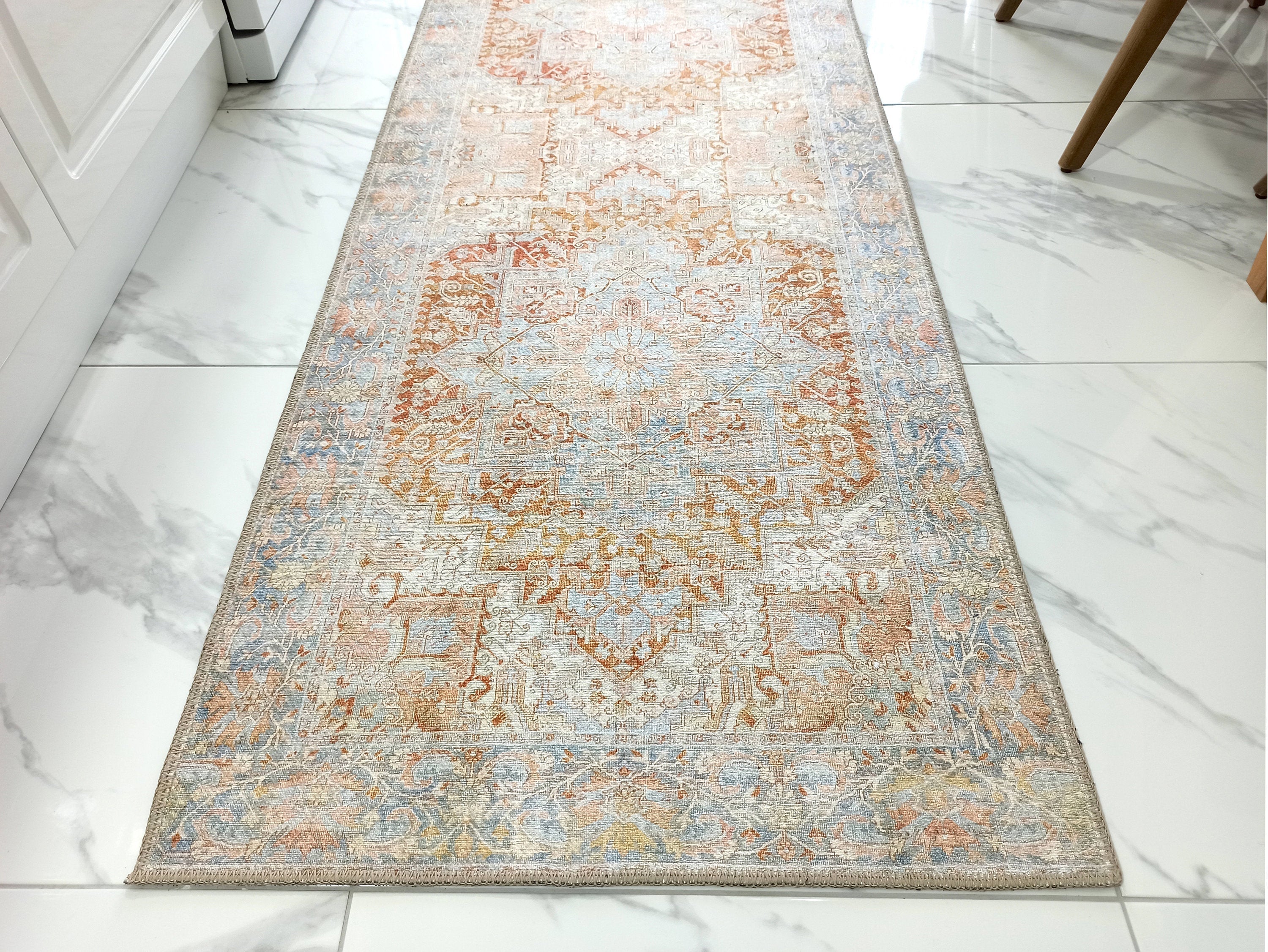 Hara Rug Faded Beige & Blue Oriental Rug-Rugs-Fame Rugs-2'x3' ft 60x90 cm-fame