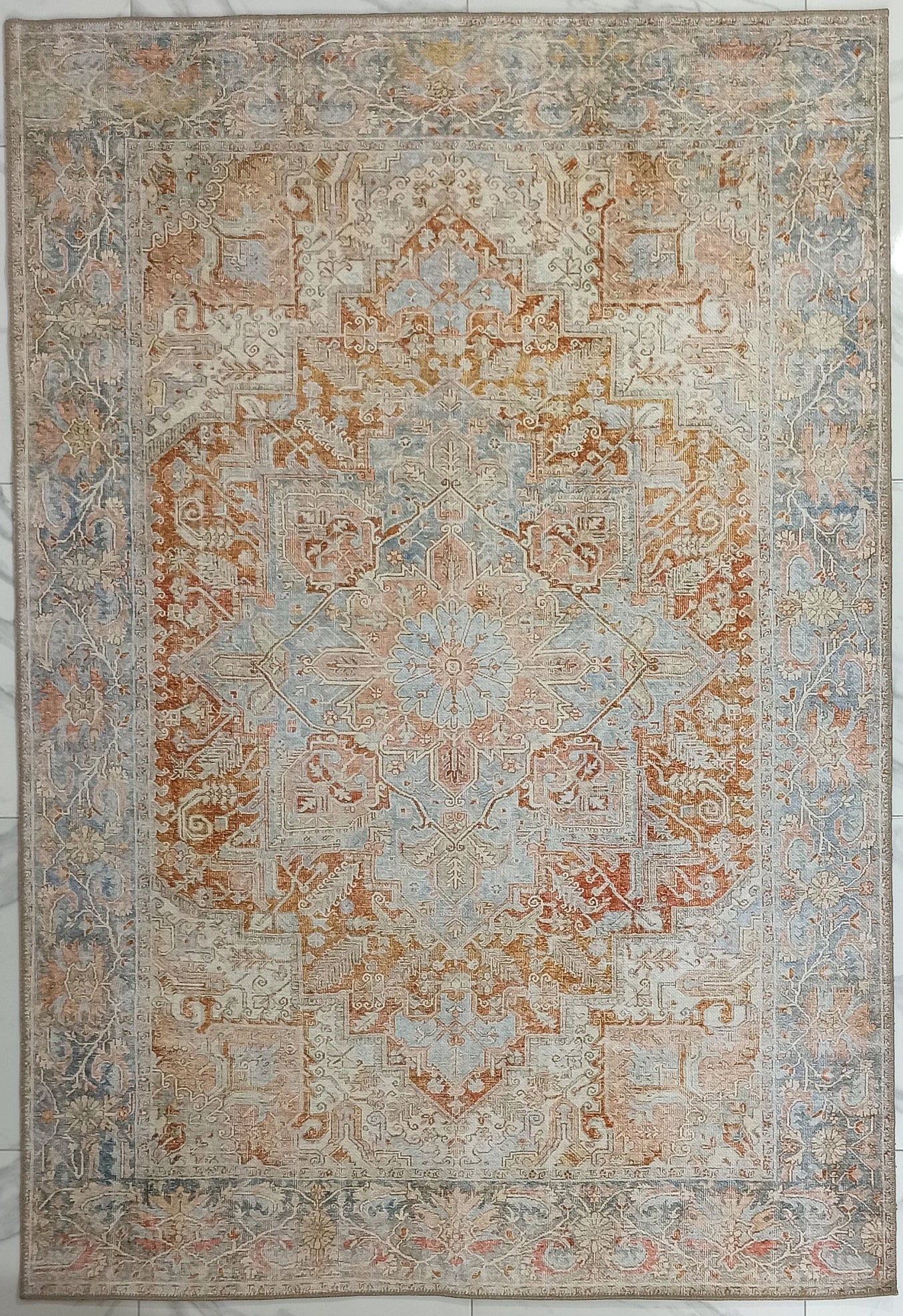 Hara Rug Faded Beige & Blue Oriental Rug-Rugs-Fame Rugs-2'x3' ft 60x90 cm-fame