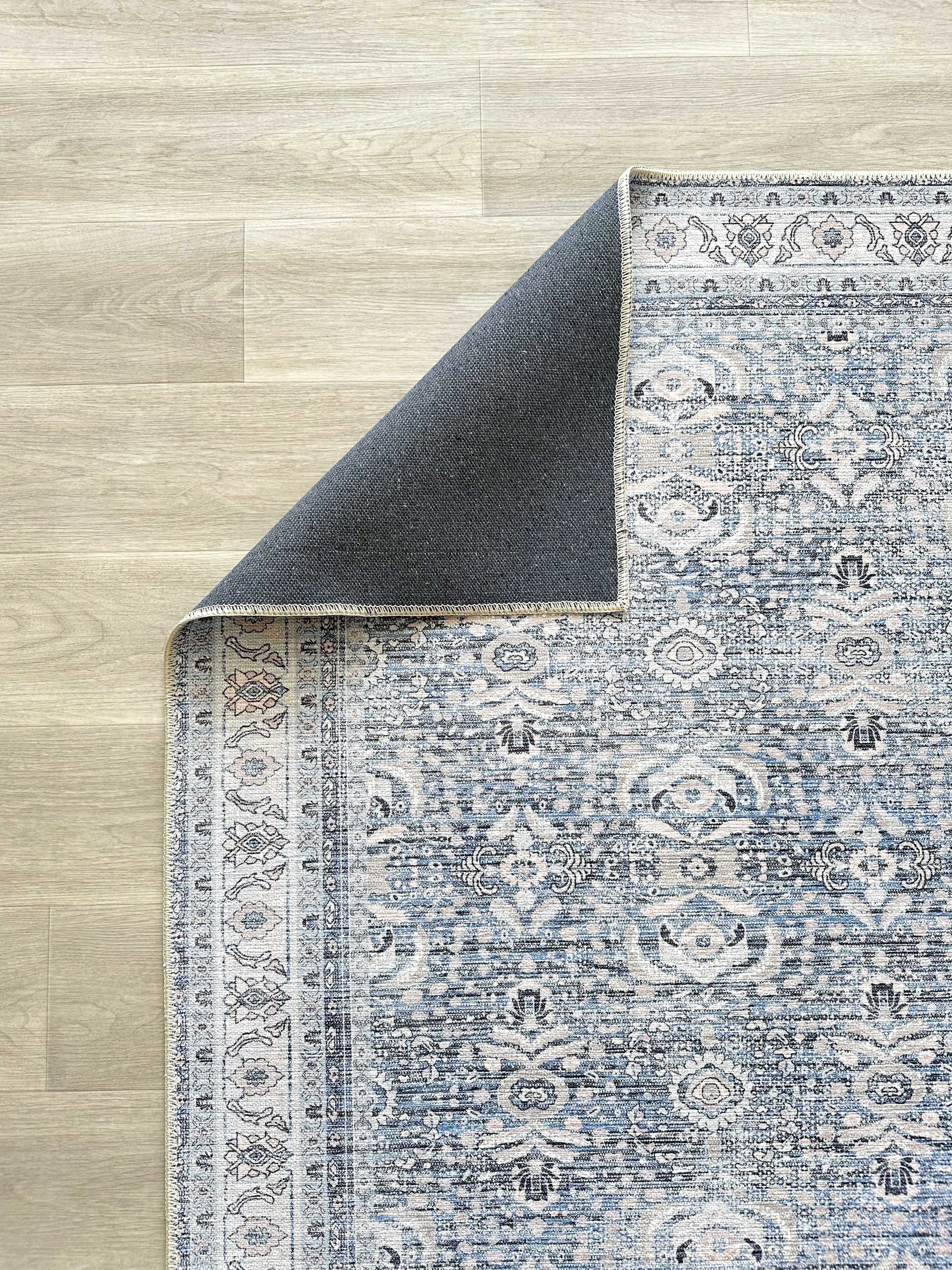 Jayla Modern Turkish Floral Cream Blue Rug-Area Rugs-famerugs-2'x3' ft 60x90cm-fame