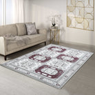 Jianna Modern Turkish Cream Burgundy Rug-Area Rugs-famerugs-2'x3' ft 60x90cm-fame