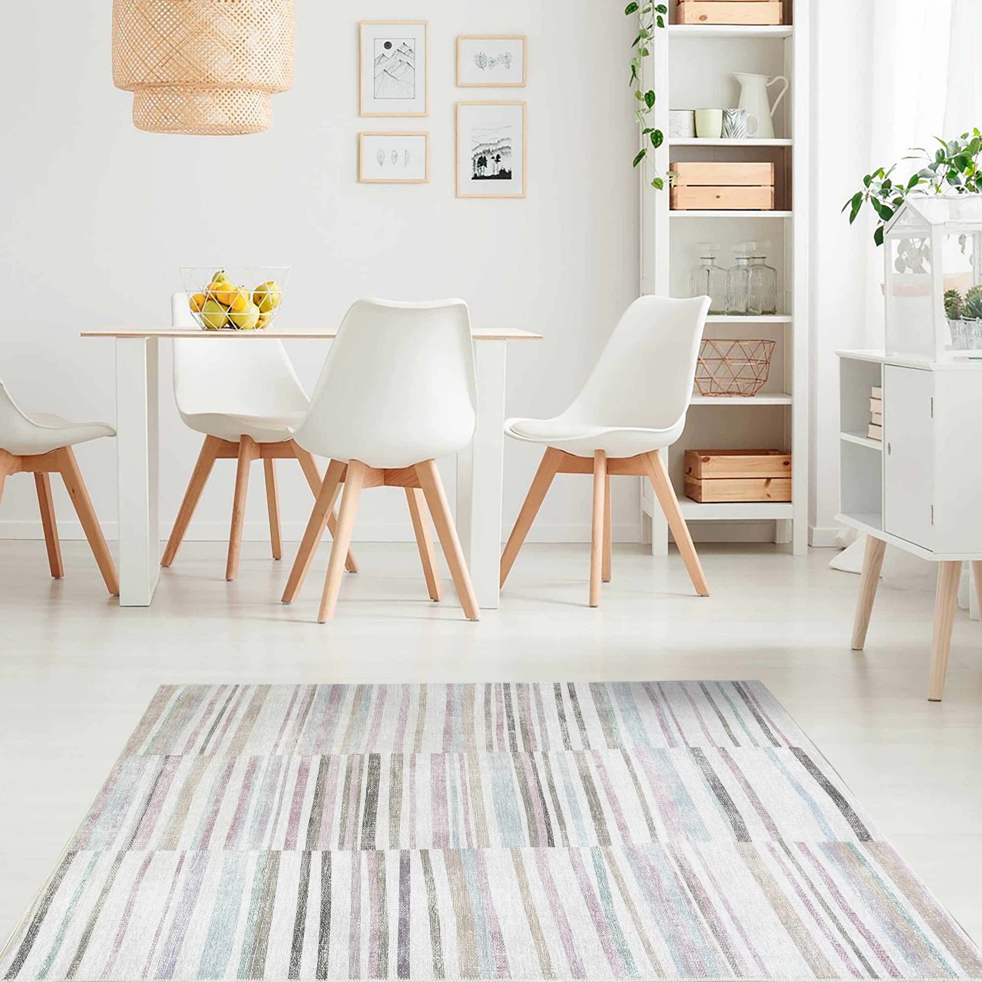 Kalia Faded Modern Turkish Striped Colorful Rug-Area Rugs-famerugs-2'x3' ft 60x90cm-fame