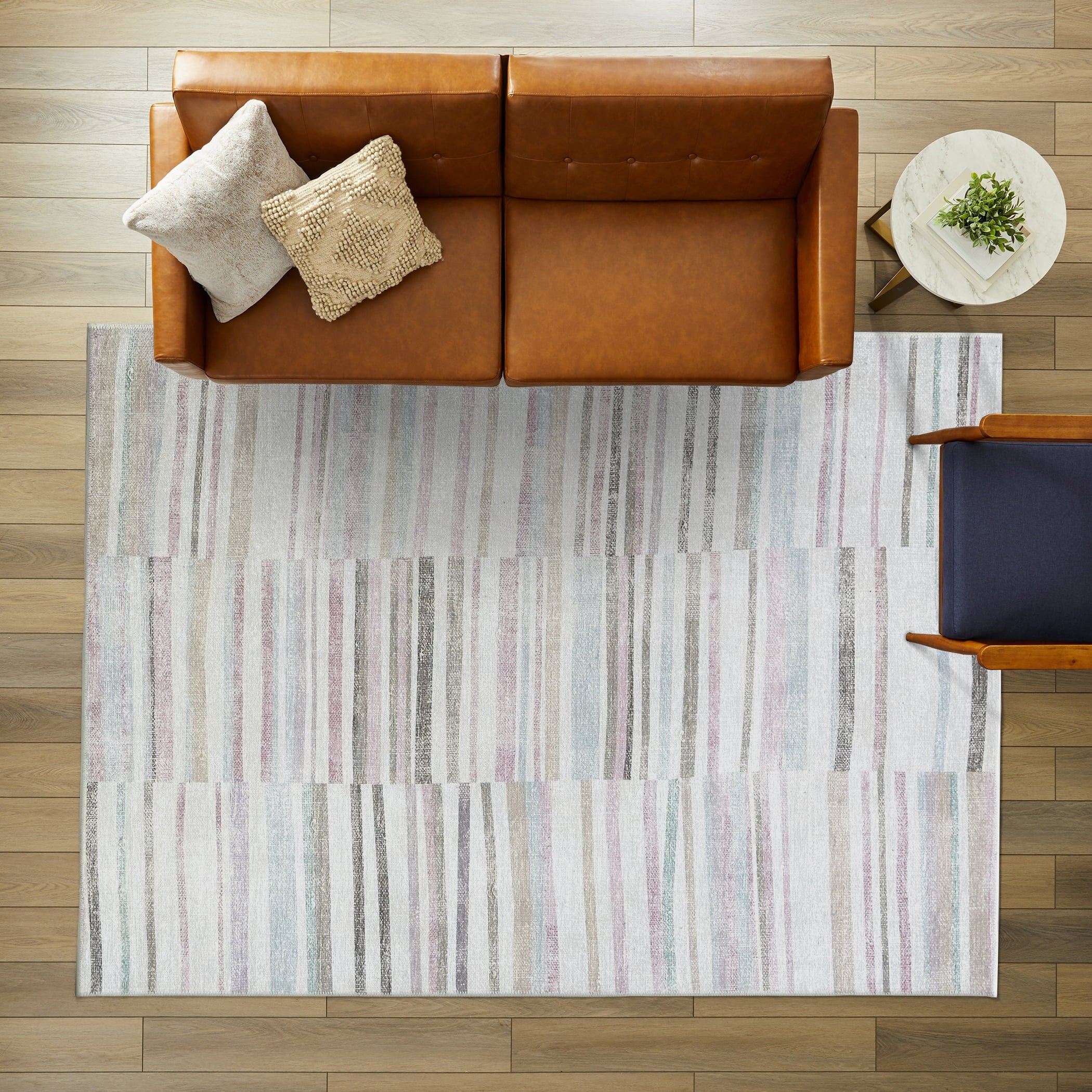 Kalia Faded Modern Turkish Striped Colorful Rug-Area Rugs-famerugs-2'x3' ft 60x90cm-fame