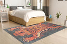 Kaplan Tibetan Tiger Orange & Faded Green Rug-Rugs-Fame Rugs-2'x3' ft 60x90 cm-fame