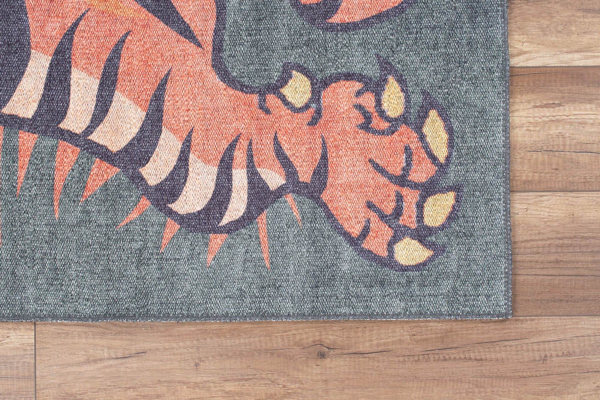 Kaplan Tibetan Tiger Orange & Faded Green Rug-Rugs-Fame Rugs-2'x3' ft 60x90 cm-fame