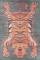 Kaplan Tibetan Tiger Orange & Faded Green Rug-Rugs-Fame Rugs-2'x3' ft 60x90 cm-fame