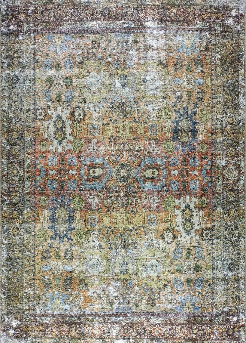 Karmila Rug Oushak Earth tones Olive Turkish Rug-Rugs-Fame Rugs-2'x3' ft 60x90 cm-fame