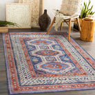 Kazak Vintage Blue Rust Oriental Rug-famerugs-2&#39;x3&#39; ft 60x90cm-fame